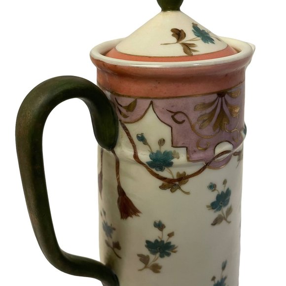 Vintage Italian Handpainted Maiolica Pitcher Beige Floral 9" x 7 1/2" - Picture 11 of 11
